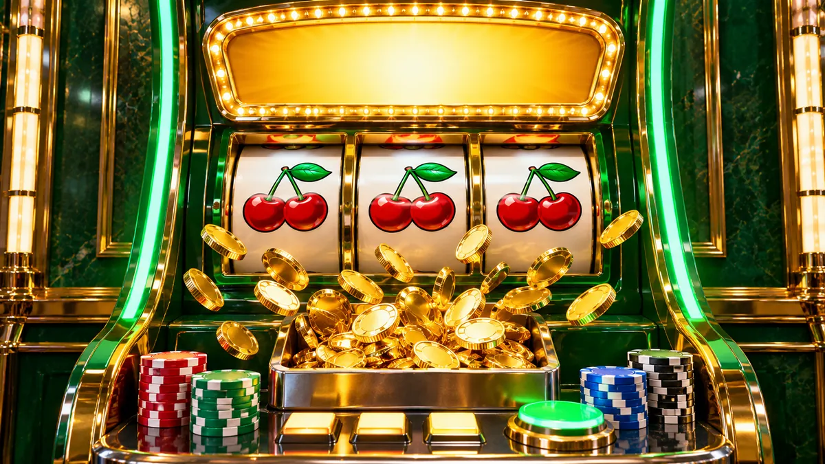 jackpot nyerőgépek – jackpot-kijelző arany érmezáporral a nyerőgép fölött
